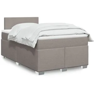 vidaXL Sommier à lattes de lit avec matelas Taupe 120x200 cm Tissu pas cher