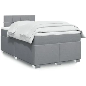 vidaXL Sommier à lattes de lit avec matelas Gris clair 120x200cm Tissu pas cher