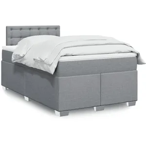 Vidaxl sommier à lattes de lit et matelas gris clair 120x190 cm tissu pas cher