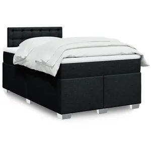 vidaXL Sommier à lattes de lit avec matelas noir 120x190 cm tissu pas cher