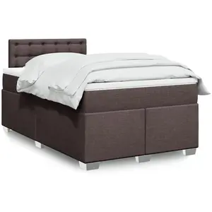 vidaXL Sommier à lattes de lit et matelas marron foncé 120x190cm tissu pas cher