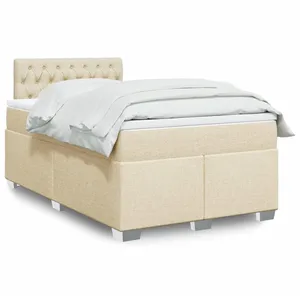 vidaXL Sommier à lattes de lit avec matelas crème 120x190 cm tissu pas cher