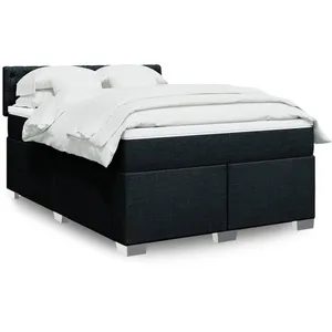 vidaXL Sommier à lattes de lit avec matelas Noir 140x190 cm Tissu pas cher