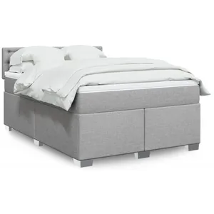 Comparateur de prix : vidaXL Sommier à lattes de lit avec matelas Gris clair 140x190cm Tissu