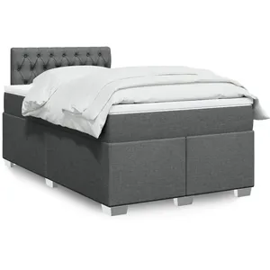 vidaXL Sommier à lattes de lit avec matelas Gris foncé 120x200cm Tissu pas cher