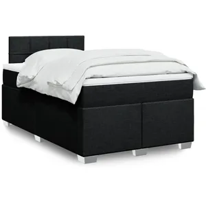 vidaXL Sommier à lattes de lit avec matelas noir 120x190 cm tissu pas cher