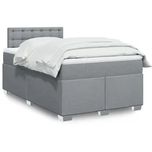 vidaXL Sommier à lattes de lit avec matelas Gris clair 120x200cm Tissu pas cher