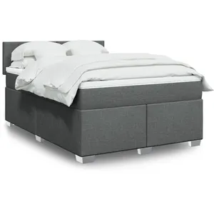 vidaXL Sommier à lattes de lit avec matelas Gris foncé 140x190cm Tissu pas cher