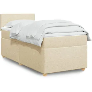 vidaXL Sommier à lattes de lit avec matelas Crème 80x200 cm Tissu pas cher