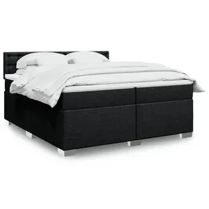 vidaXL Sommier à lattes de lit avec matelas Noir 200x200 cm Tissu pas cher