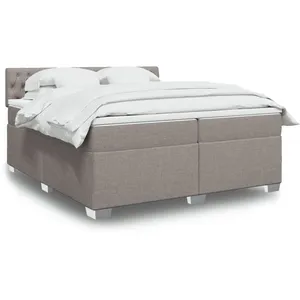 vidaXL Sommier à lattes de lit avec matelas Taupe 200x200 cm Tissu pas cher
