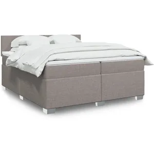 vidaXL Sommier à lattes de lit avec matelas Taupe 200x200 cm Tissu pas cher