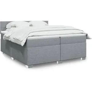 vidaXL Sommier à lattes de lit avec matelas Gris clair 200x200cm Tissu pas cher