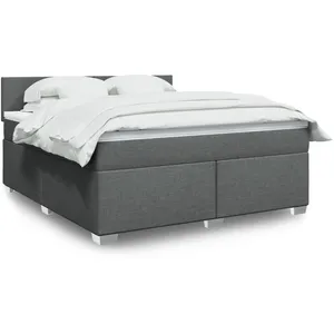 vidaXL Sommier à lattes de lit avec matelas Gris foncé 180x200cm Tissu pas cher