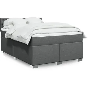 Comparateur de prix : vidaXL Sommier à lattes de lit avec matelas Gris foncé 140x200cm Tissu