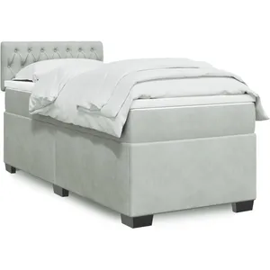 vidaXL Sommier à lattes de lit et matelas Gris clair 90x200 cm Velours pas cher