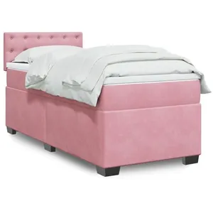 vidaXL Sommier à lattes de lit et matelas Rose 80x200 cm Velours pas cher