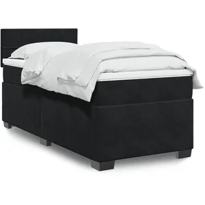 vidaXL Sommier à lattes de lit et matelas Noir 80x200 cm Velours pas cher