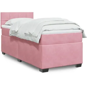 vidaXL Sommier à lattes de lit et matelas Rose 80x200 cm Velours pas cher
