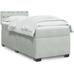 vidaXL Sommier à lattes de lit et matelas Gris clair 80x200 cm Velours pas cher
