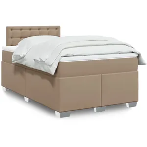 vidaXL Sommier à lattes de lit avec matelas Cappuccino 120x200 cm pas cher