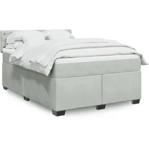 vidaXL Sommier à lattes de lit et matelas Gris clair 140x190cm Velours pas cher