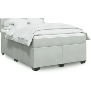 vidaXL Sommier à lattes de lit et matelas Gris clair 140x190cm Velours pas cher