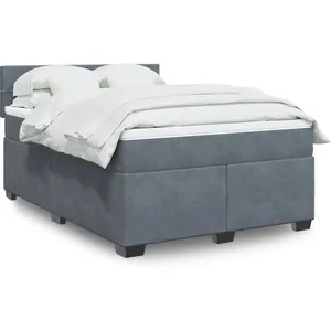 vidaXL Sommier à lattes de lit et matelas Gris foncé 140x190cm Velours pas cher
