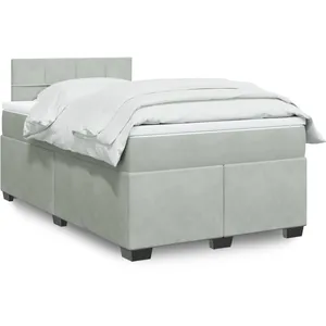 vidaXL Sommier à lattes de lit et matelas Gris clair 120x200cm Velours pas cher