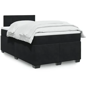 vidaXL Sommier à lattes de lit avec matelas Noir 120x200 cm Velours pas cher