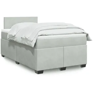 vidaXL Sommier à lattes de lit et matelas gris clair 120x190cm velours pas cher