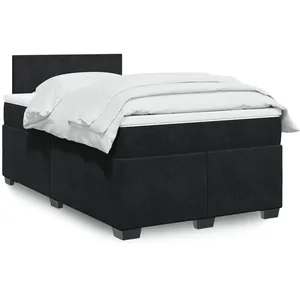 vidaXL Sommier à lattes de lit avec matelas noir 120x190 cm velours pas cher