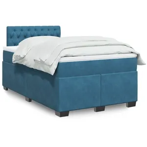 vidaXL Sommier à lattes de lit et matelas bleu 120x200 cm velours pas cher