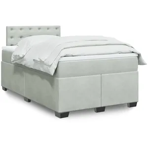 vidaXL Sommier à lattes de lit et matelas Gris clair 120x200cm Velours pas cher