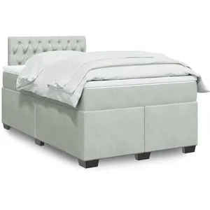 vidaXL Sommier à lattes de lit et matelas Gris clair 120x200cm Velours pas cher