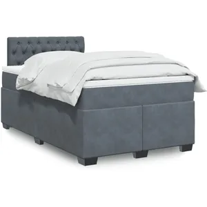 vidaXL Sommier à lattes de lit et matelas Gris foncé 120x200cm Velours pas cher