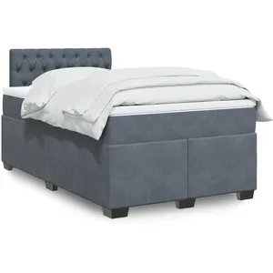 vidaXL Sommier à lattes de lit et matelas gris foncé 120x190cm velours pas cher