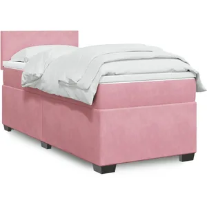 vidaXL Sommier à lattes de lit avec matelas Rose 100x200 cm Velours