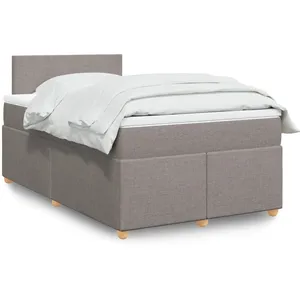 vidaXL Vidaxl Sommier À Lattes De Lit Avec Matelas Taupe 120x190 Cm Tissu pas cher