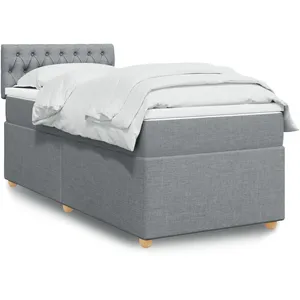 vidaXL Sommier à lattes de lit avec matelas Gris clair 100x200cm Tissu pas cher