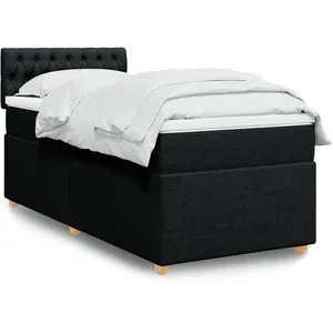 vidaXL Sommier à lattes de lit avec matelas Noir 90x190 cm Tissu pas cher