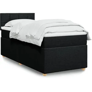vidaXL Sommier à lattes de lit avec matelas Noir 90x200 cm Tissu pas cher