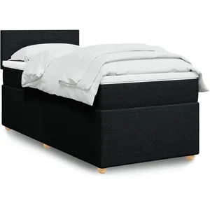 vidaXL Sommier à lattes de lit avec matelas Noir 90x190 cm Tissu pas cher