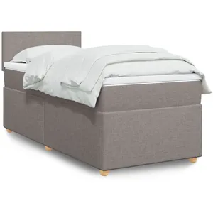 vidaXL Sommier à lattes de lit avec matelas Taupe 90x190 cm Tissu pas cher