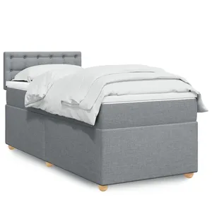 vidaXL Sommier à lattes de lit avec matelas Gris clair 90x200 cm Tissu pas cher