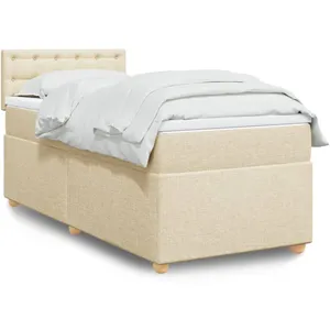 vidaXL Sommier à lattes de lit avec matelas Crème 80x200 cm Tissu pas cher