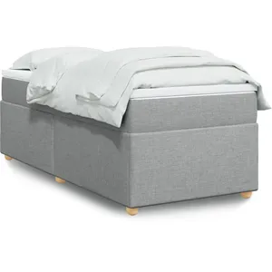 vidaXL Sommier à lattes de lit avec matelas Gris clair 100x200cm Tissu pas cher
