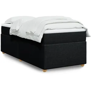 Comparateur de prix : vidaXL Sommier à lattes de lit avec matelas Noir 90x200 cm Tissu