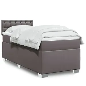 vidaXL Sommier à lattes de lit avec matelas Gris 100x200 cm Similicuir pas cher