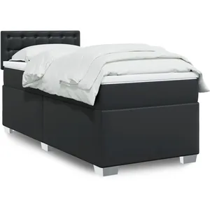 vidaXL Sommier à lattes de lit avec matelas Noir 100x200 cm Similicuir pas cher